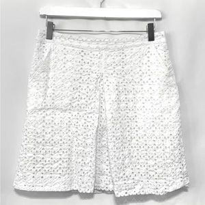 Club Monaco White Cut Out A Line Front Pleat Lined Skirt Size 2